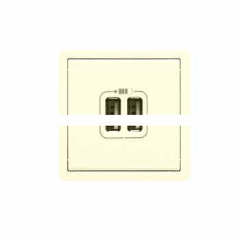 Valena LIFE Зарядное устройство с двумя USB-разьемами 240В/5В 1500мА С лицевой панелью Слоновая кость