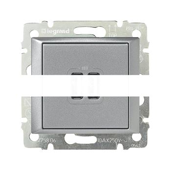 VALENA Розетка двойная USB алюминий