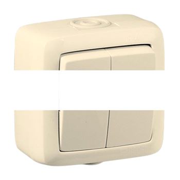 Выключатель двухклавишный наружный слоновая кость IP44 16А