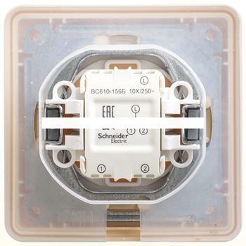 W59 AQUA Переключатель одноклавишный, 10АХ, IP44, в сборе, слоновая кость