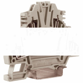 HMD.2N/X/GR, 2-х уровневый проходной зажим, серый, 2,5 кв.мм с постоянной перемычкой