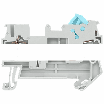 HYBRID FEED-THROUGH TERMINAL WITH SPRING CONNECTION AND QUICK CONNECTION, SECTION: 0.25 - 1.5 MM2, WIDTH: 5.2 MM, COLOR: GRA