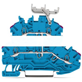Клемма 4-проводная 2-уровневая с вертикальной перемычкой синяя