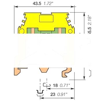 Клемма M2.5/5P 2.5 мм.кв Земля желто-зеленая (5488R2700)