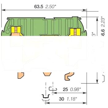 Клемма винтовая M4/6.4A.P 4мм.кв. Земля