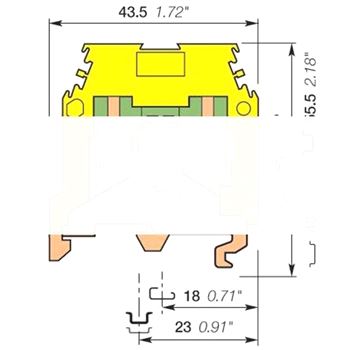 Клемма винтовая M4/6P Земля 4 мм.кв желто-зеленая (5113R1600)