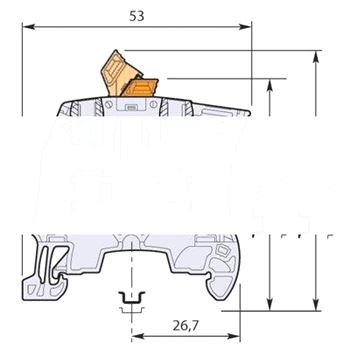 Клемма винтовая ZS4-S-T2 4мм.кв. с разъединителем серая 2 тестовые розетки