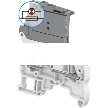 Клемма втычная ZK2.5-SF-R3 держатель предохранителя 5x20мм серая 2.5 мм.кв 2 зажима индикатор сгорания предохранителя 115-25