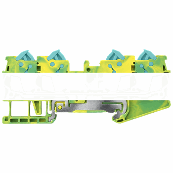 PE TERMINAL WITH QUICK CONNECTION, 4 CONNECT. POINTS, SECTION: 0.25 - 1.5 MM2, WIDTH:5.2 MM, COLOR: GREEN-YEL