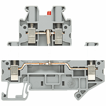 TWO TIER TERMINAL WITH LED 24VDC, 2,5MM2 SCREW MOUNTING GREY