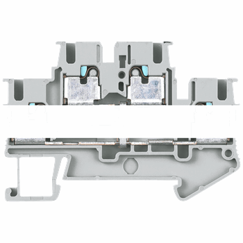 TWO TIER TERMINALS TERMINAL SIZE 2,5 MM2 WIDTH 5,2 MM COLOUR GREY CLAMPING POINTS 4 EQUIPOTENTIAL BONDING 1