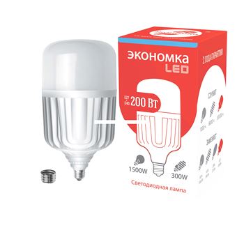 Лампа светодиодная LED 200Вт 220В Е27/E40 D160х310холодный 15300Лм Экономка