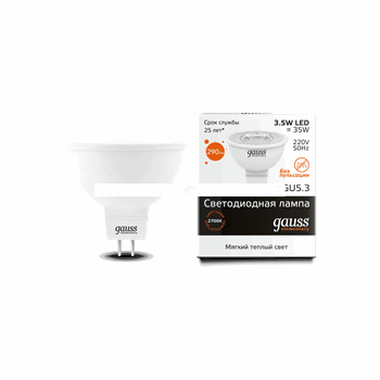 Лампа светодиодная LED 3.5вт 230в GU5.3 теплый Gauss