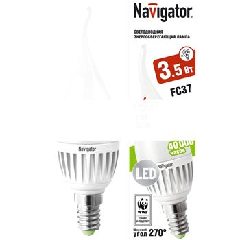 Лампа светодиодная LED 3.5вт E14 теплая матовая (свеча на ветру) (94396 NLL-FC37)