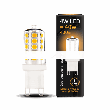 Лампа светодиодная LED 4вт 185-265в G9 теплый,капсульная Gauss