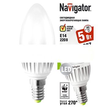 Лампа светодиодная LED 5вт E14 теплая матовая (свеча) (94392 NLL-C37)