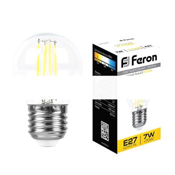 Лампа светодиодная LED 7вт Е27 теплый шар FILAMENT (LB-52)