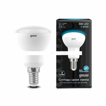 Лампа светодиодная зеркальная LED 6вт Е14 R50 белый Gauss