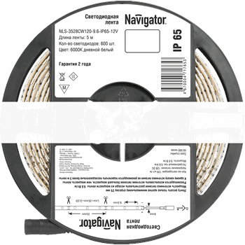 Лента светодиодная LEDх120/м 5м 9.6Вт/м 12В IP65 дневной (71765 NLS-3528)