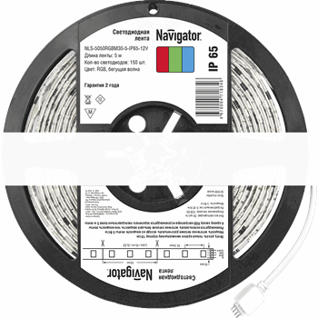 Лента светодиодная LEDх30/м 5м 5Вт/м 12В IP65 RGBM (71834 NLS-5050)