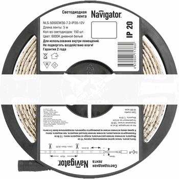 Лента светодиодная LEDх30/м 5м 7.2Вт/м 12В дневной (71766 NLS-5050)