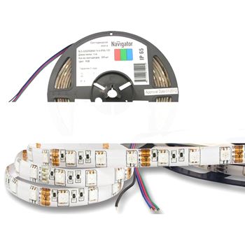 Лента светодиодная LEDх60/м 5м 14.4w/m 12В IP65 RGB (71429 NLS-RGB)