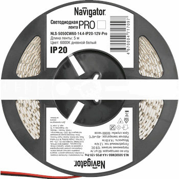 Лента светодиодная LEDх60/м 5м 14.4w/m 12в Pro дневной (71709 NLS-PRO)