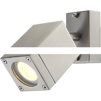 Светильник 1xGU10x5W уличный L6хW8.2хH12.7 incl. 340lm LED IP44 нержавеющая сталь/стекло