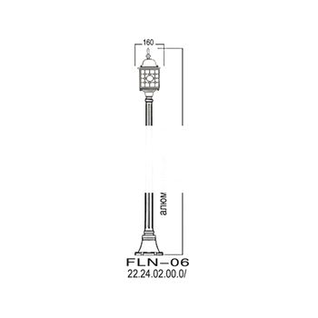 Светильник Лондон медиум НТУ-1x60w E27 IP43 стойка №24 1065мм (2 колена+основание) (FLN-06)