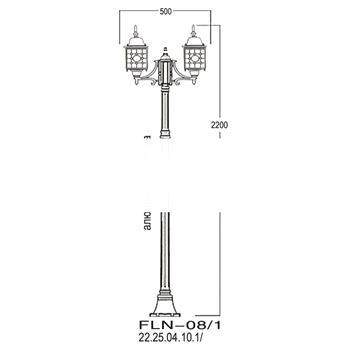 Светильник НТУ-2x60w E27 IP43 черный матовый стойка №25 h=1710 Лондон (FLN-08/1)