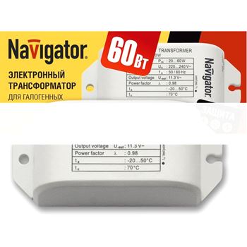 Трансформатор электронный 60w 12v с защитой (94432 NT-EH)